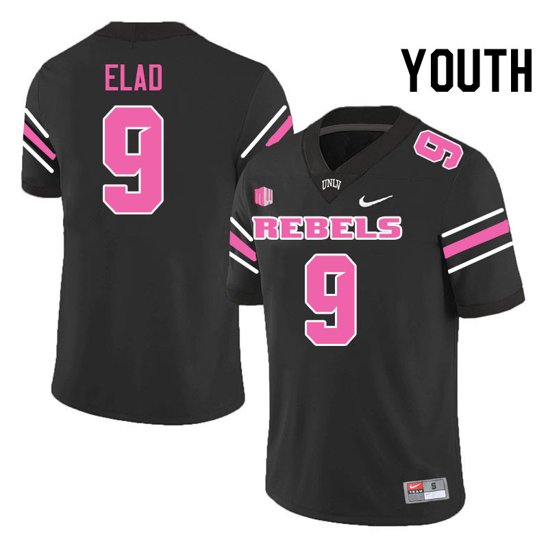 Youth #9 Jett Elad UNLV Rebels College Football Jerseys Stitched-Black